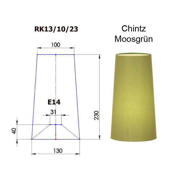 Menzel Lampenschirm konisch D=13cm Tischleuchten, Wandleuchten und Kronen E14 Chintz und Farbe nach Wahl