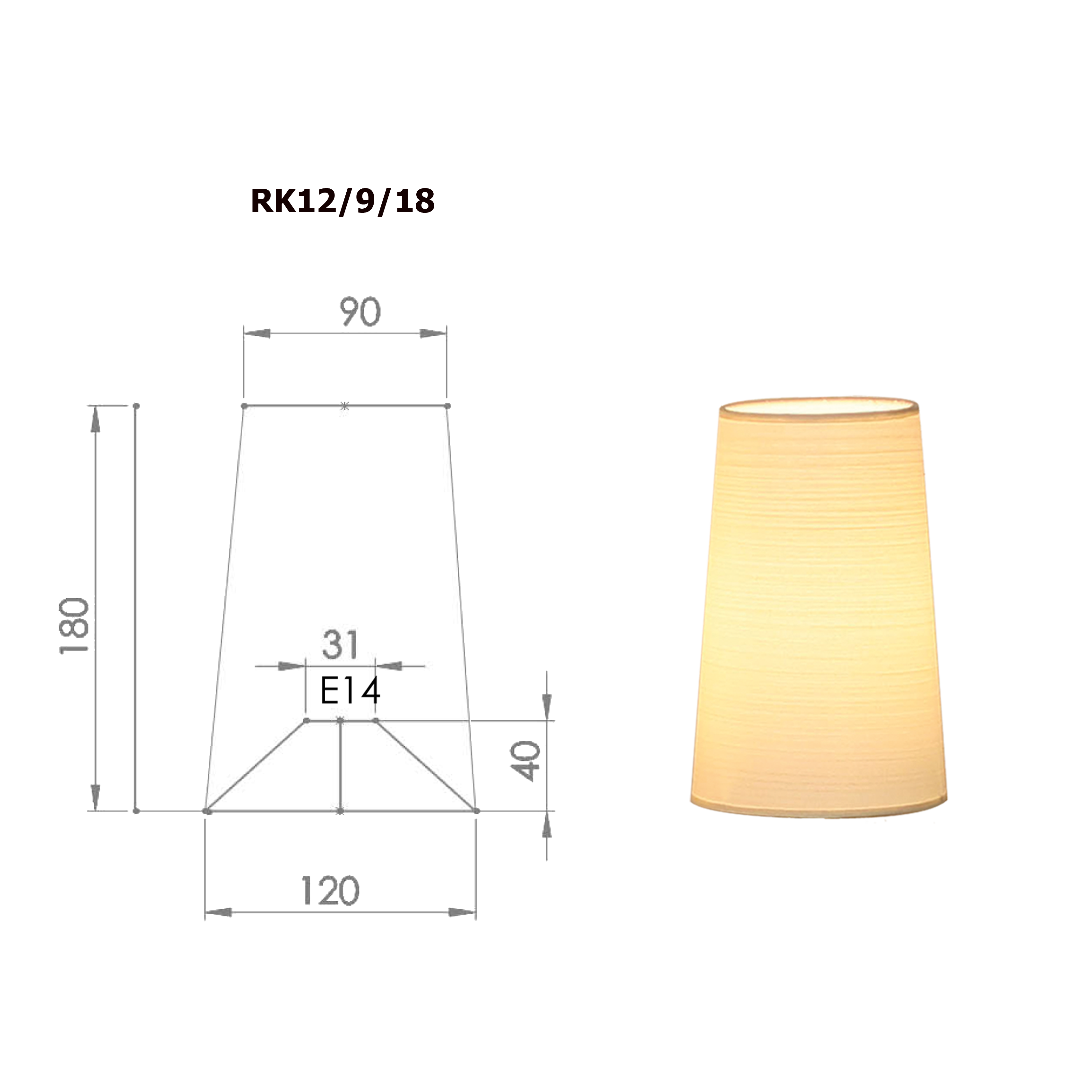 Lampenschirm konisch D=12cm Tischleuchte Wandlampe E14 Strichlack und Farbe nach Wahl