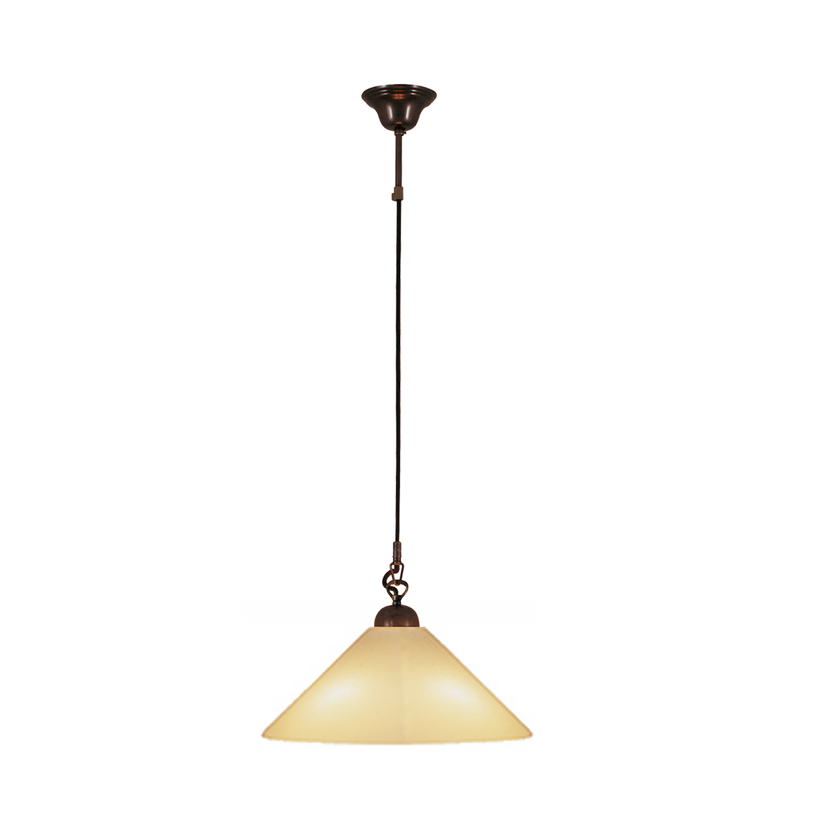 Menzel Anno 1900  Pendel E27, Opalglas 39cm ambra, Messing brüniert oder gebürstet