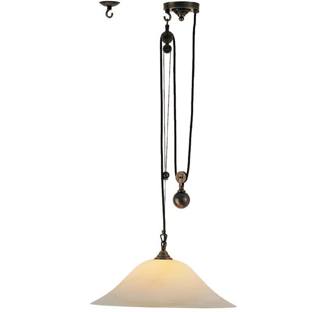 Menzel Anno 1900 Zugleuchte E27 Scavo uni 49cm für schwere Lampengläser mit Stahlseil und Bremse