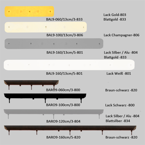 Länglicher Baldachin schmal, Deckenplatte für Gehänge 