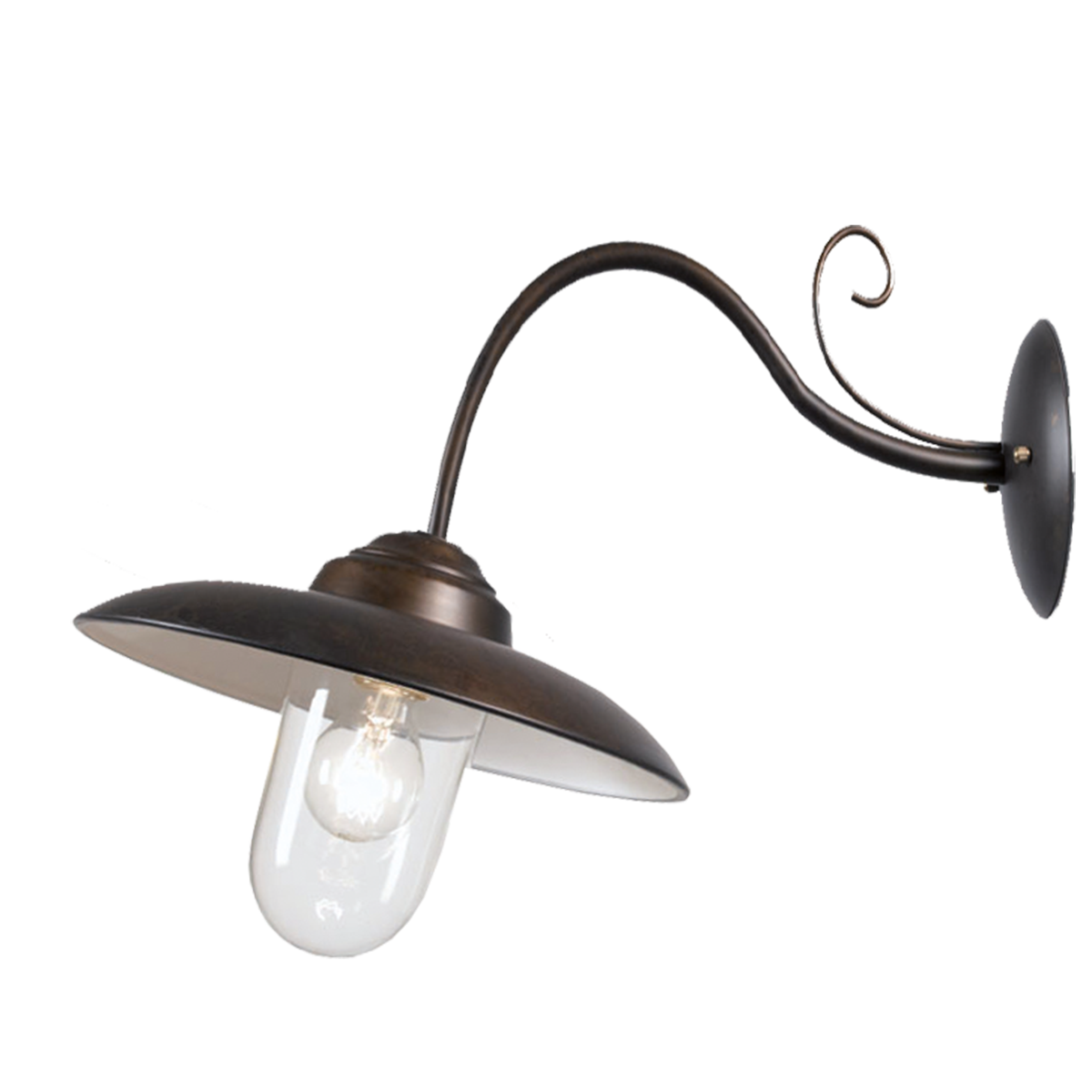Menzel Tradition Außenleuchte Wandleuchte Magda  für das Landhaus in Messing T=40cm, Fassung E27 - IP44, mit Schutzglas in klar oder satiniert