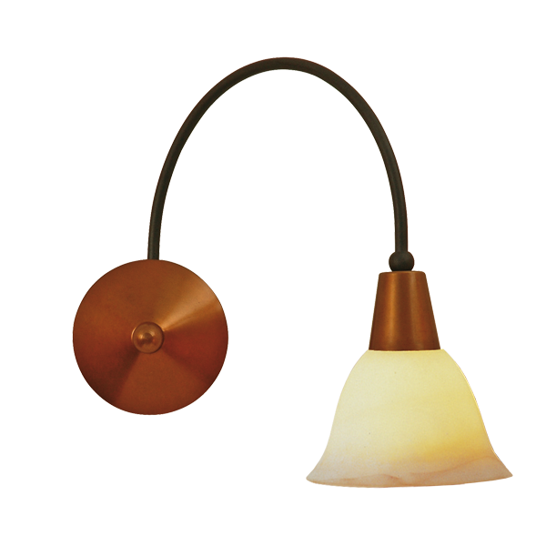Menzel Stella Wandleuchte 1xE27, Eisen Farbe nach Wahl, Zierteile Messing antik, Arm schwenkbar