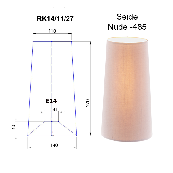 Lampenschirm konisch D=14cm Tischleuchten, Wandleuchten und Kronen E14 Seide Farbe nach Wahl