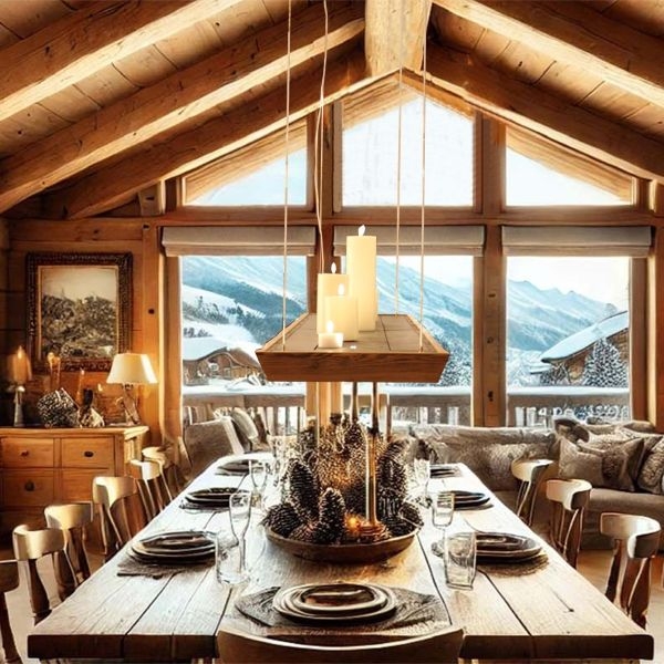 Menzel DECO Plattform 180cm großer Esstisch LED Hängeleuchte Holz für Tische über 240cm Länge  Licht nach oben und unten für das Landhaus Menzel DECO Plattform 180cm großer Esstisch LED Hängeleuchte Holz für Tische über 240cm Länge  Licht nach oben und unten für das Landhaus