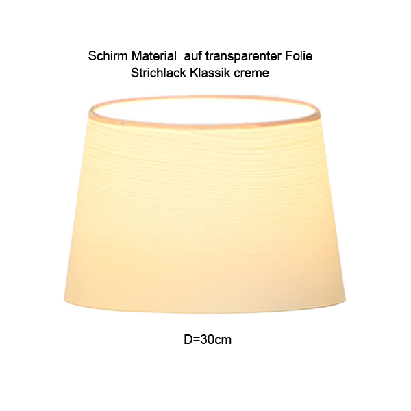 Menzel Lampenschirm konisch D=30/25cm 5cm erhöht, Tischleuchte Wandlampe E27 Strichlack Farbe nach Wahl