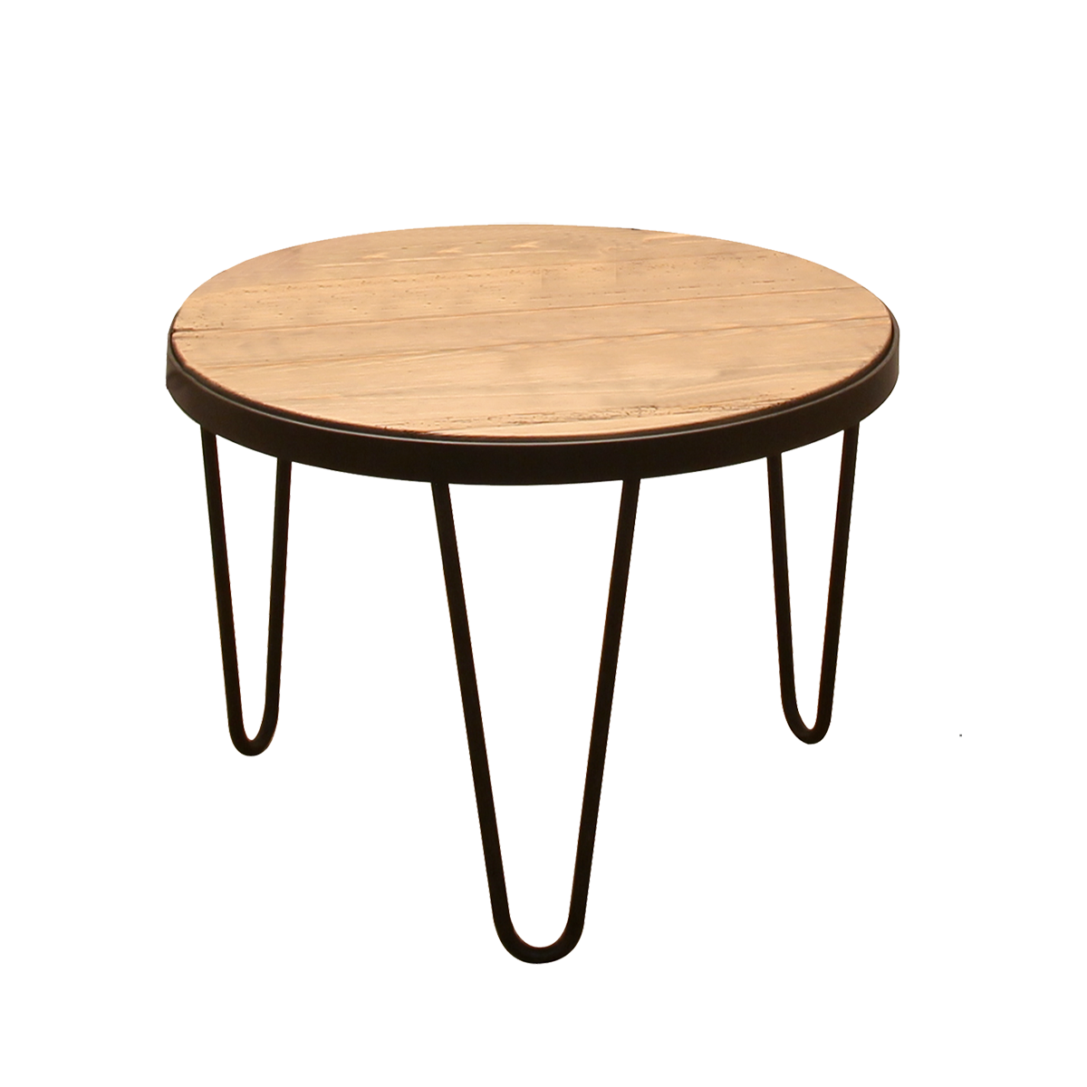 Menzel Pusta Beistelltisch Eisengestell braun schwarz mit Platte Altholz D=55cm, H=40cm