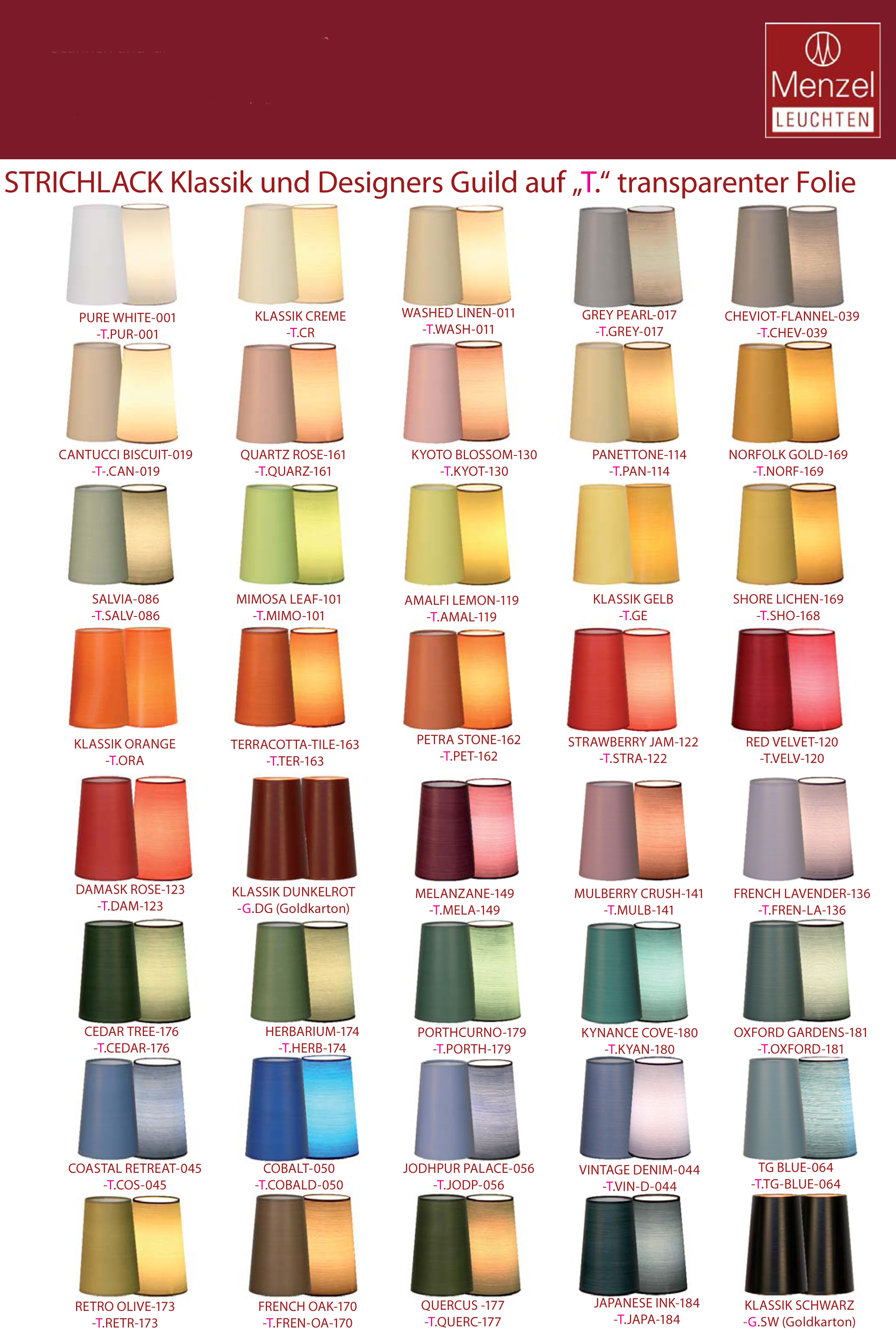 Schirm Strichlack Blenden, Innen + Außenfarbe und farbige Kanten