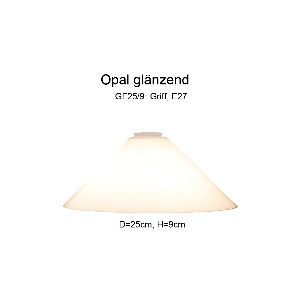 Menzel Leuchtenglas konisch D=25cm, Opal weiss, Griffrand