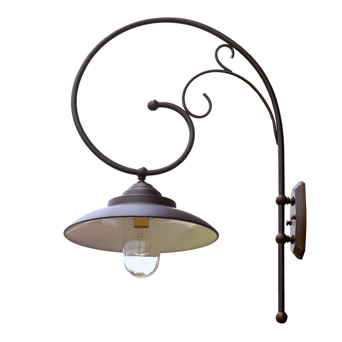 Menzel Tradition Außenleuchte große Wandleuchte Magda für das Landhaus in Messing T=60cm, Fassung E27 - IP44, mit Schutzglas in klar oder satiniert