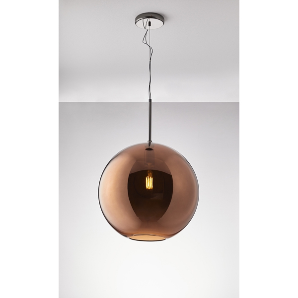 Fabbian Hängeleuchte "Beluga Royal", bronzefarbenes Glas, Ø=40cm, 1x E27-Fassung (max. 150 Watt)