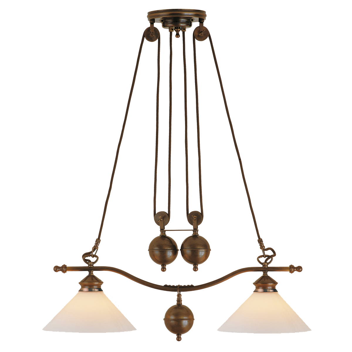 Menzel Anno 1900 Zugleuchte E27 Opalglas 25cm, in Messing brüniert