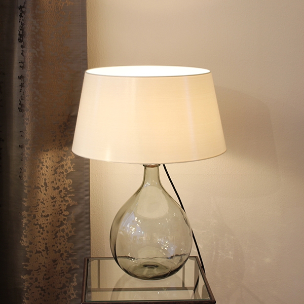 Menzel Tischleuchte Weinballon E27, Montur Edelstahl poliert, Textilkabel schwarz, RK50TCR Strichlack