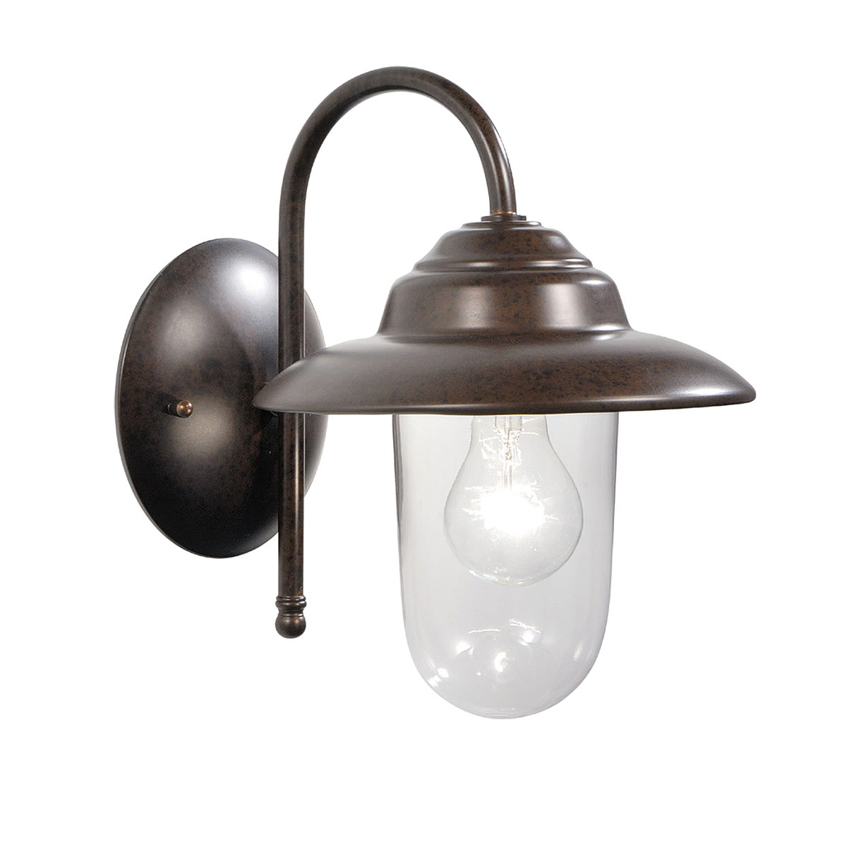 Menzel Tradition Außenleuchte Wandleuchte Magda  für das Landhaus in Messing T=28cm, Fassung E27 - IP44, mit Schutzglas in klar oder satiniert