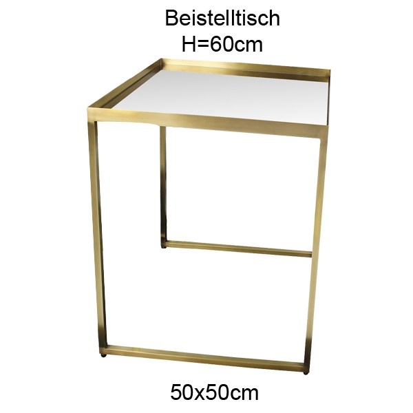 Kaheku Beistelltisch, H60cm, Messing, Oberfläche Spiegelglas