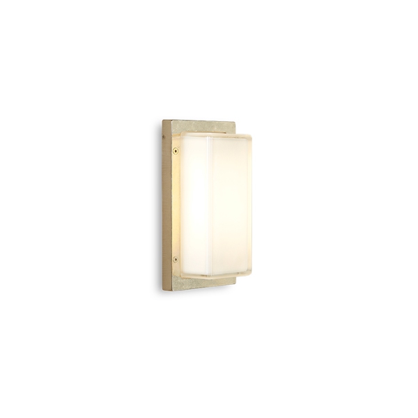 Moretti Aussenleuchte Wand Ice Cubic, Messing  Natur, Ip65, 3000K,14,5W Glas transparent, H =2 55 mm, T = 130cm,  B = 110mm