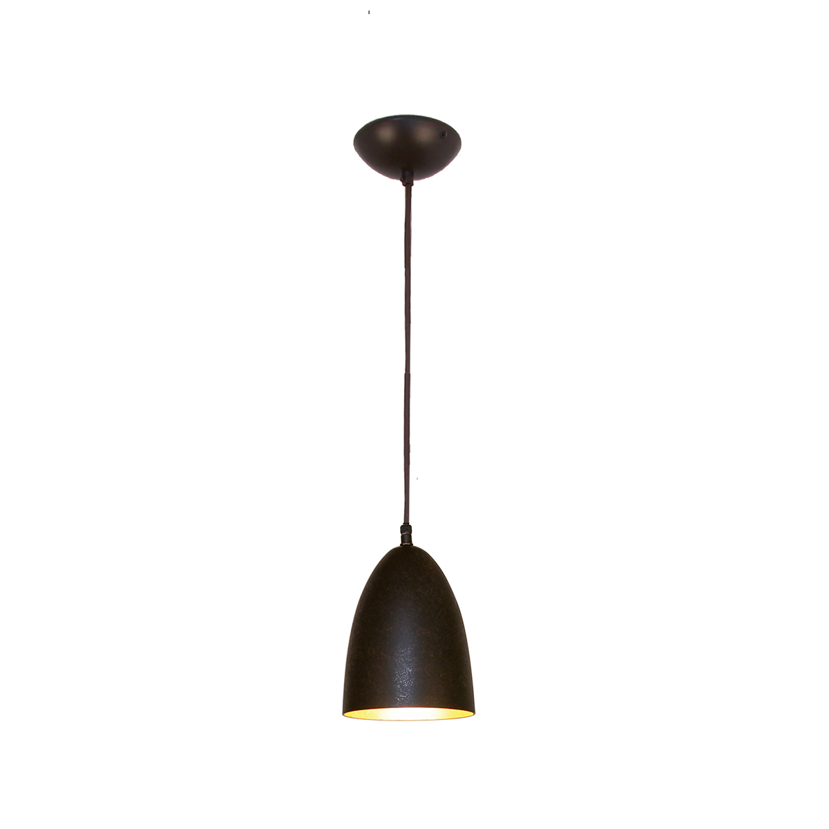 Solo Pendel Hängeleuchte E27 schwarz braun Innen Blattgold Form Tulpe klein Lichtöffnung 14cm mit Textilkabel