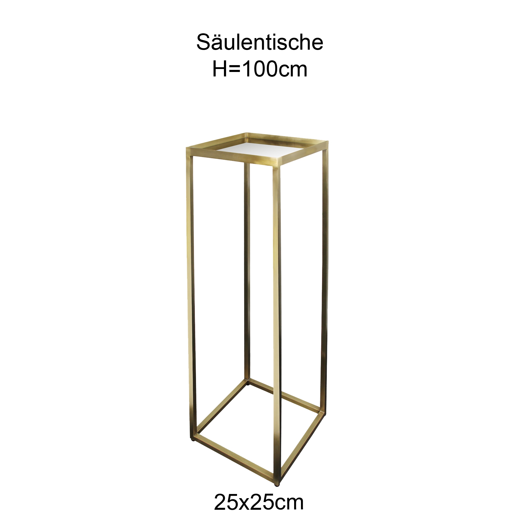 Kaheku Säulentisch, Messing, Einlegeboden Spiegel, H100cm