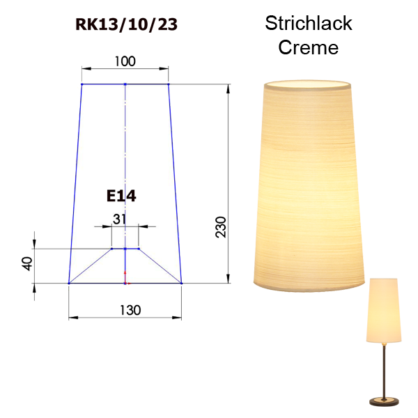 Menzel Lampenschirm konisch D=13cm Tischleuchten, Wandleuchten und Kronen E14 Strichlack und Farbe nach Wahl