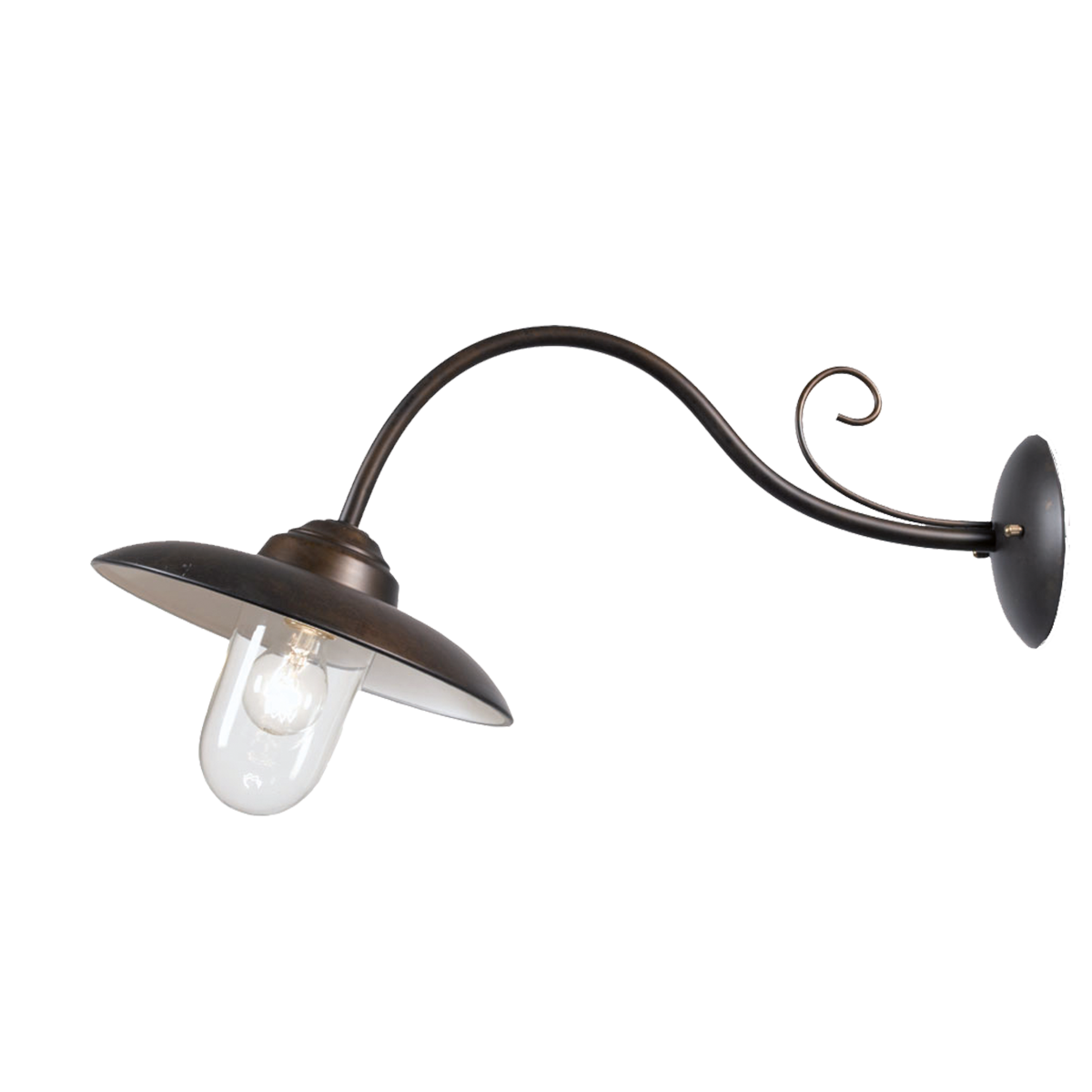 Menzel Tradition Außenleuchte Wandleuchte Magda für das Landhaus in Messing T=67cm, Fassung E27 - IP44, mit Schutzglas in klar oder satiniert