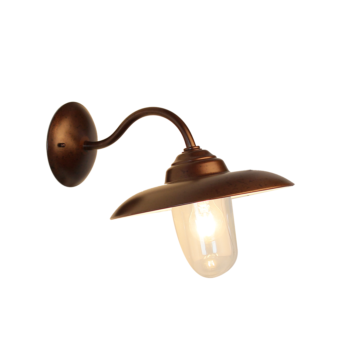 Menzel Tradition Außenleuchte Wandleuchte Stalllaterne Magda  für das Landhaus in Messing T=32cm, Fassung E27 - IP44, mit Schutzglas in klar oder sati
