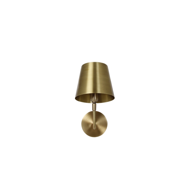 Wandlampe E14 mit Schirm in Messing, H27cm