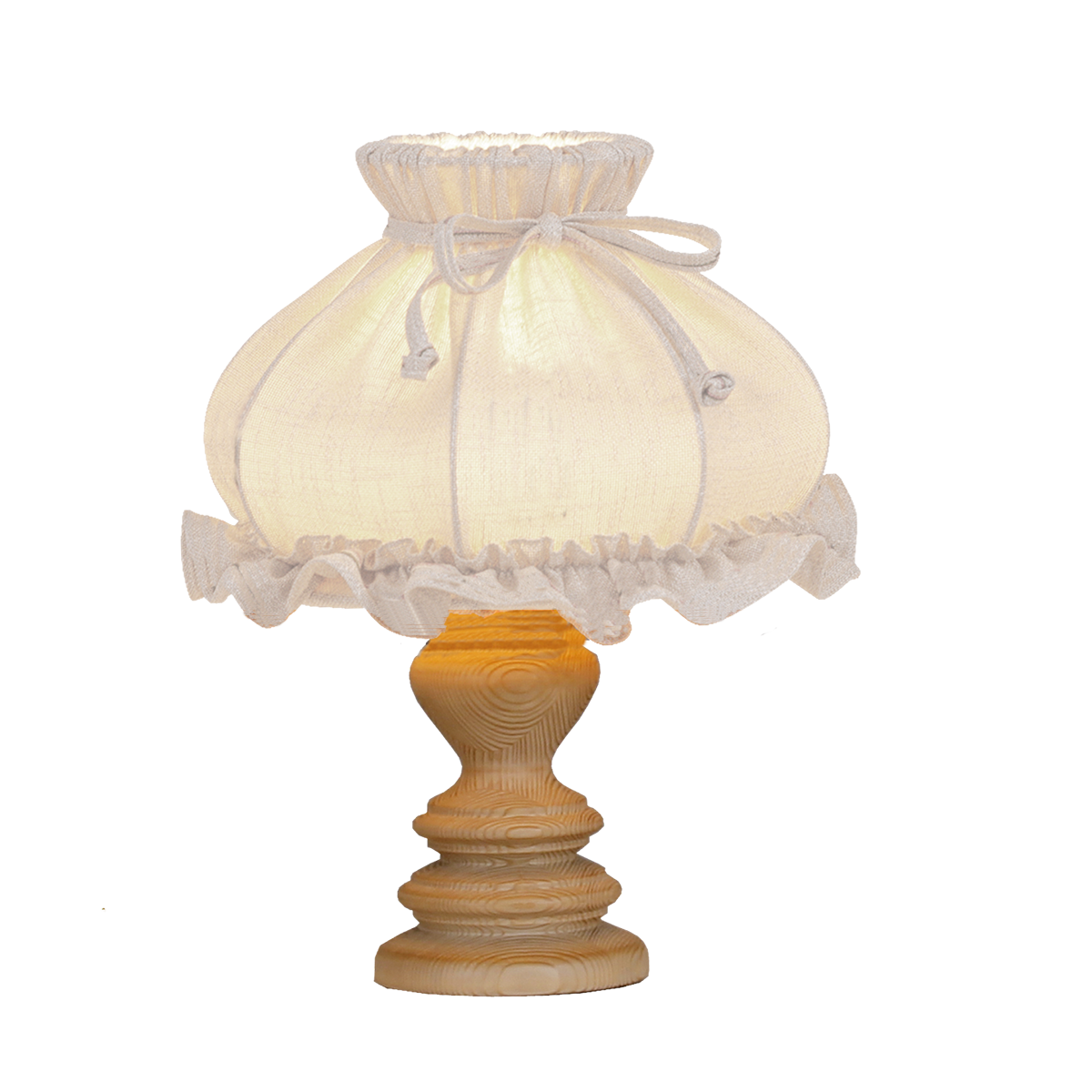 Menzel Landhaus Tischleuchte 30, hell gebeizt mit Stoffschirm Leinen weiß uni