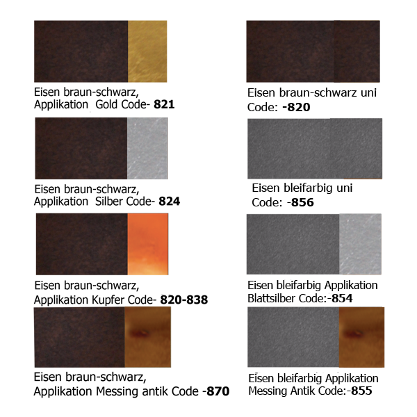 SOLO Wala Applikationen Blattfarben auf braun-schwarz + bleifarbig
