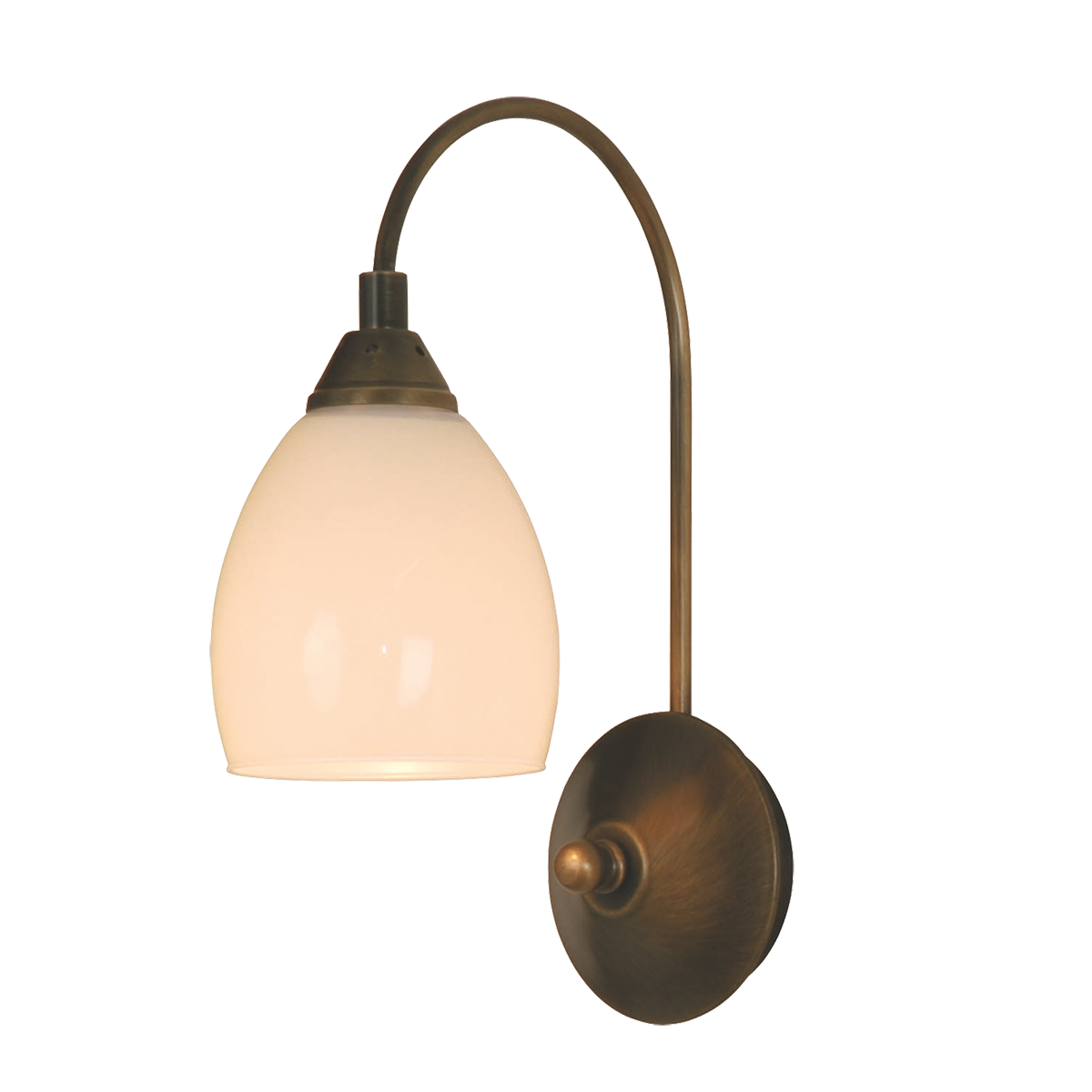 Menzel Anno 1900 Wandleuchte zierlich Messing brüniert mit Glas Opal weiß Landhaus