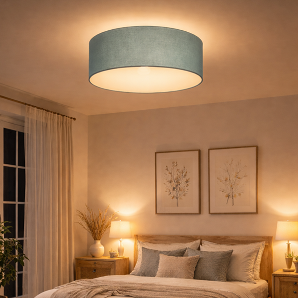 Menzel Deckenleuchte Tonne D=50cm, Leinen Leinen Honest blau -051