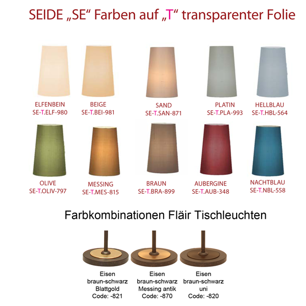 Flair Montur, Seiden Schirm Konfiguration