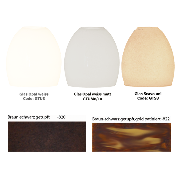 Glas Auswahl GTU8 - GTS8 - GTUM8 + Patina Gold