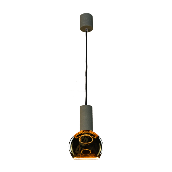 Modernes Pendel, 1xE27, Farbe Montur + Textil Kabel nach Wahl, Licht Floating Globe 125mm smokey grey