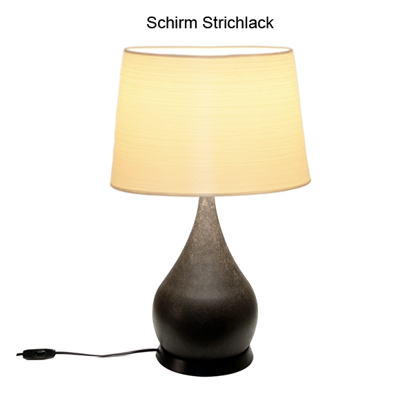 Menzel SOLO Tischleuchte Zwiebel, H=60cm, 1 x E27, Eisen braun-schwarz, Sockel Holz dunkel, incl. Schirm Strichlack