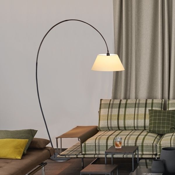 Menzel Flair Standleuchte E27, Schirm konisch Strichlack D=40cm Farbe nach Wahl, Eisen braun-schwarz