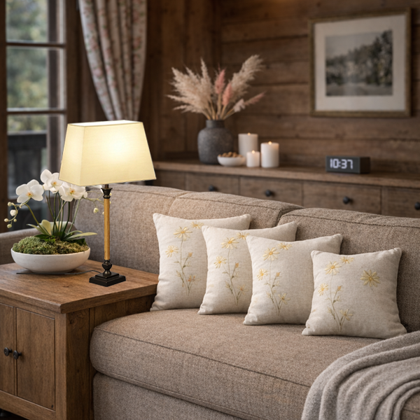 Menzel Aurelia 48, Sockel, brüniert / Holz Stab, H=48cm, Schirm R E C H T E C K I G Strichlack nach Wahl