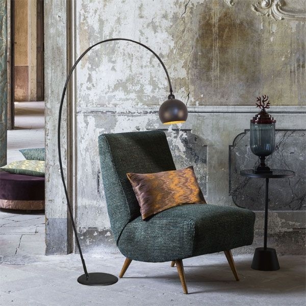 Menzel SOLO Standleuchte Bogenleuchte 160 Eisen braun schwarz E27 mit Dreiviertel Kugel