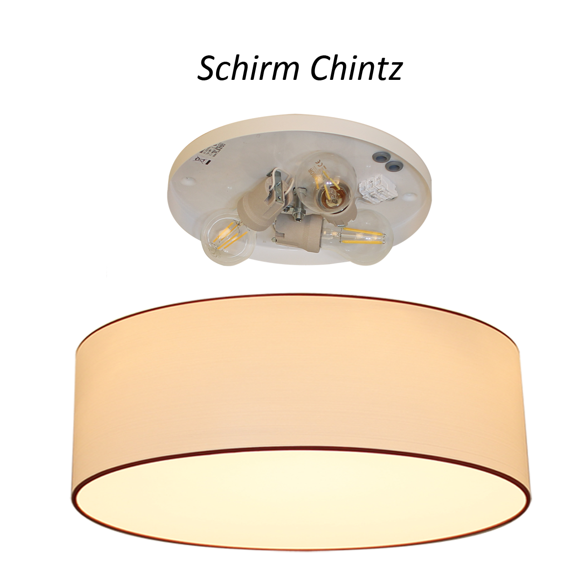 Menzel Flair Deckenleuchte D= 50cm Chintz Schirm Farbe nach Wahl und Diffusor für das Chalet