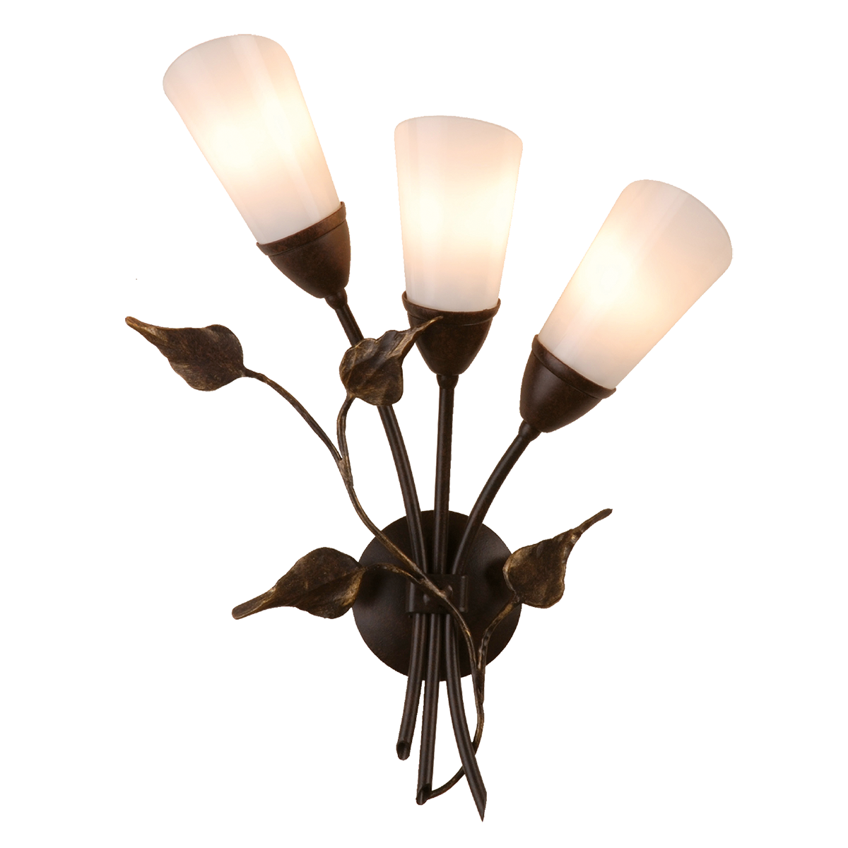 Menzel Chalet Wandleuchte 3 x E14, Glas nach Wahl, braun-schwarz, links hoch