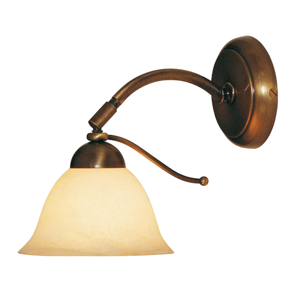 Menzel Anno 1900 Wandleuchte E14, Rauchglas D=17cm, Messing brüniert mit Gelenk