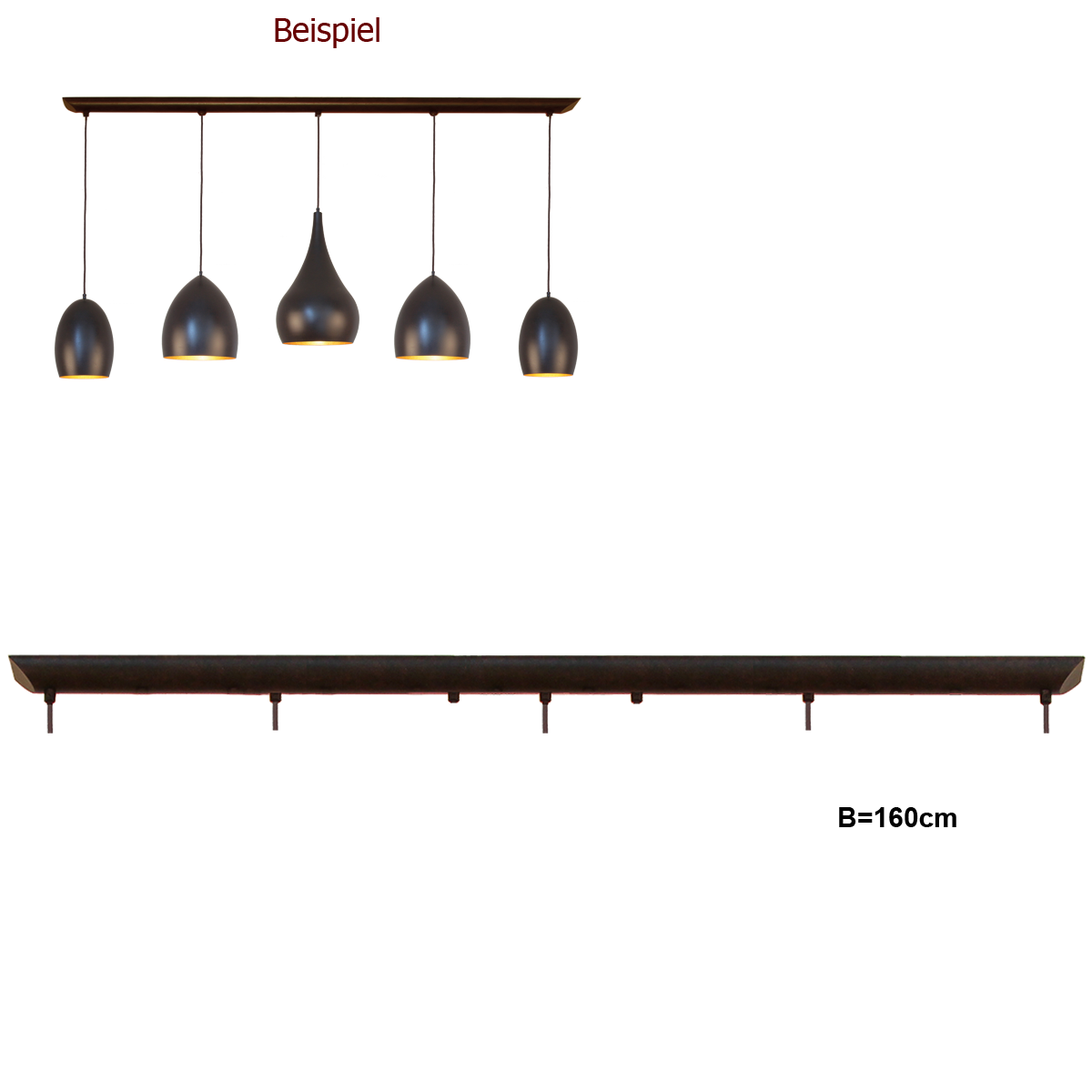 Menzel SOLO langer Baldachin 160cm für Gehänge mit Einzel  Pendel über großen Tische ab 200cm Baldachin