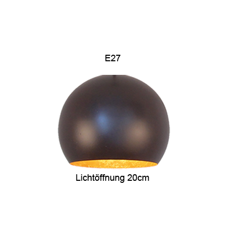 Menzel SOLO Schirm Kugel Lichtöffnung D=20cm, nur Loch E27, Metall Farbe nach Wahl