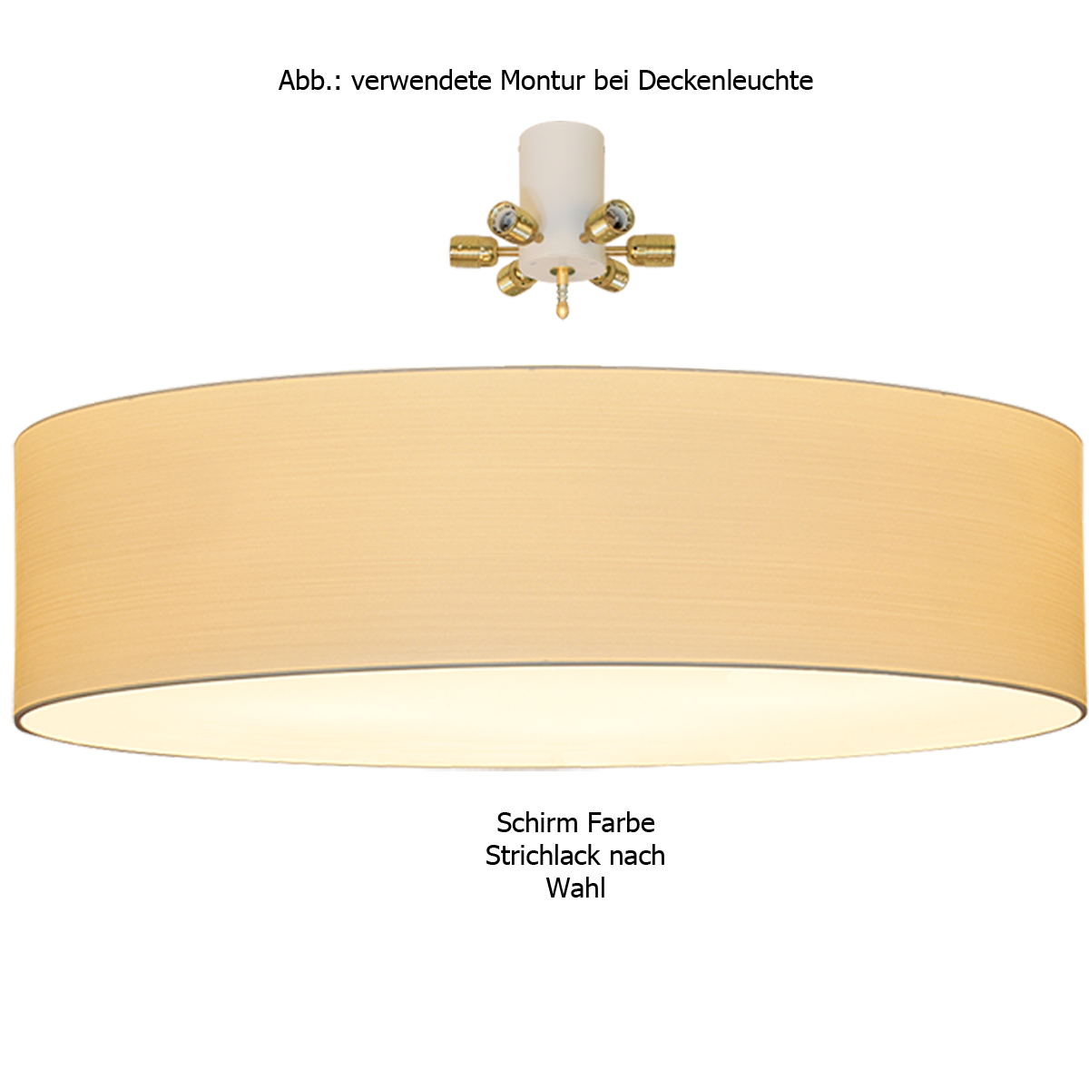 Menzel Living Elegant grosse Deckenleuchte D=100cm 6 flammig E27 mit Lampenschirm in Strichlack und Diffusor in Acryl