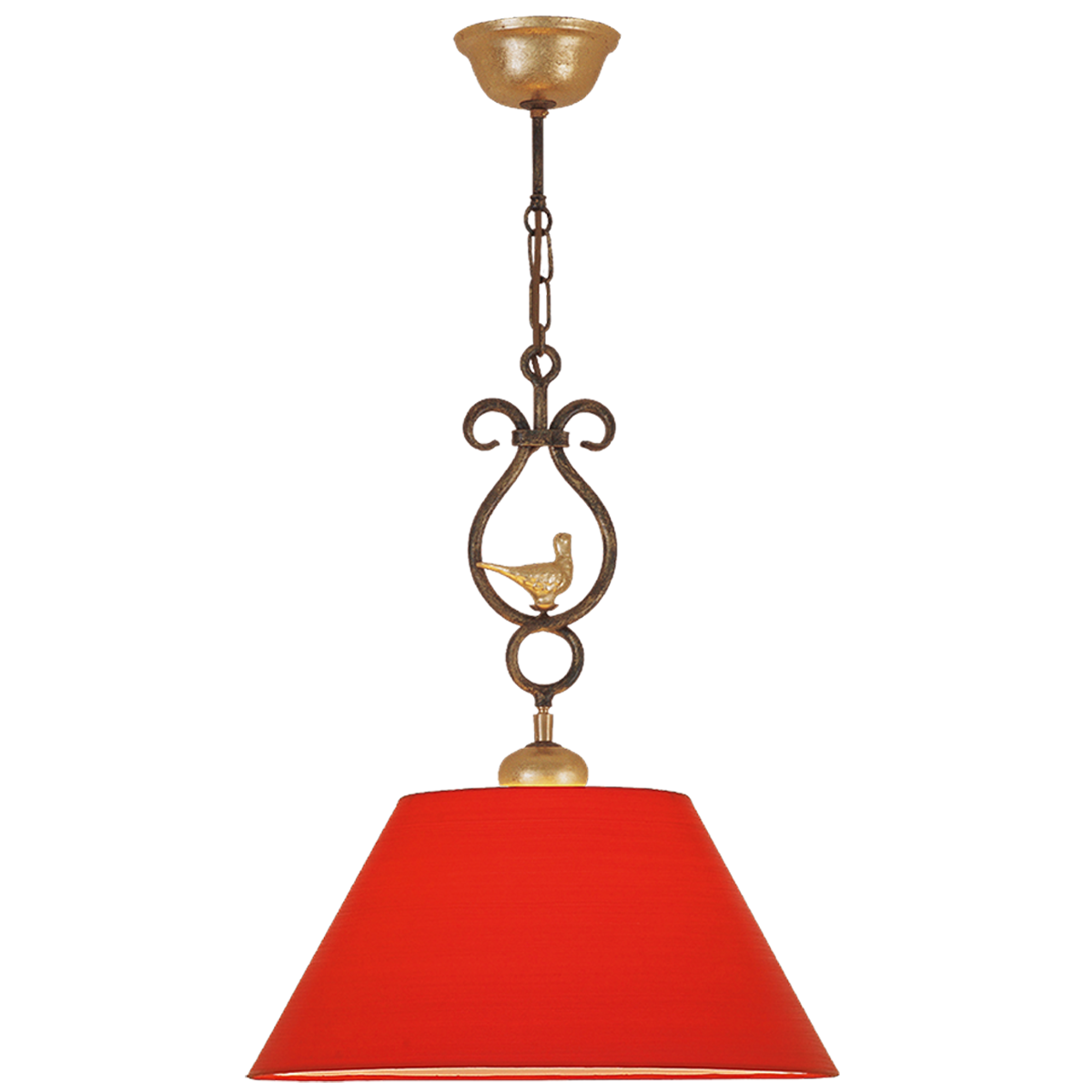 Provence Romantik Hängeleuchte Pendel D=40cm für den runden Esstisch Eisen Keramik mit Lampenschirm in Strichlack