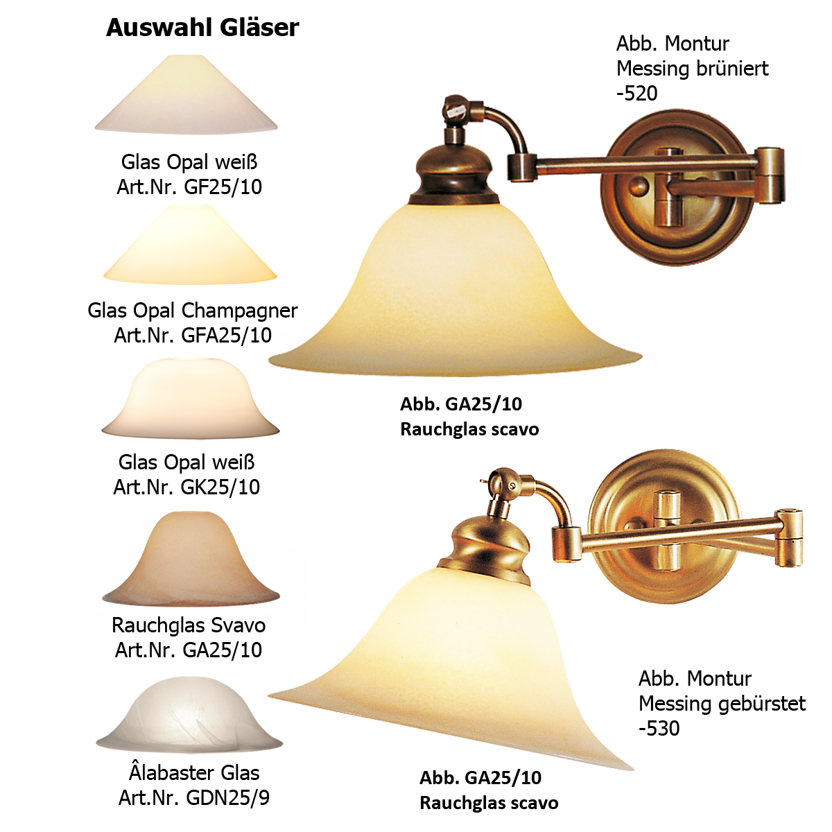 Menzel Anno 1900 Wandleuchte E27 ohne Glasschirme, Messing brüniert oder gebürstet