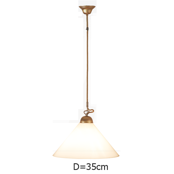 Menzel Anno 1900  Pendel E27, Opalglas 35cm, Messing gebürstet