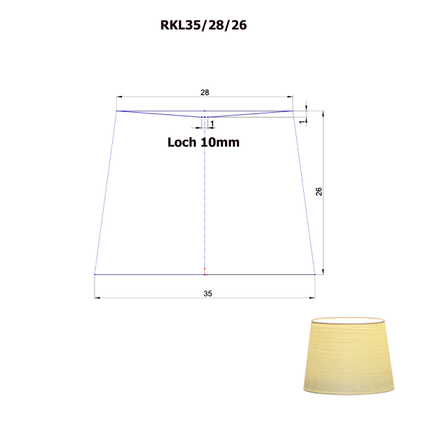 Lampenschirm konisch  für Aptierung D=35cm, Halterung oben Loch 12mm  Tischleuchte Strichlack Farbe nach Wahl