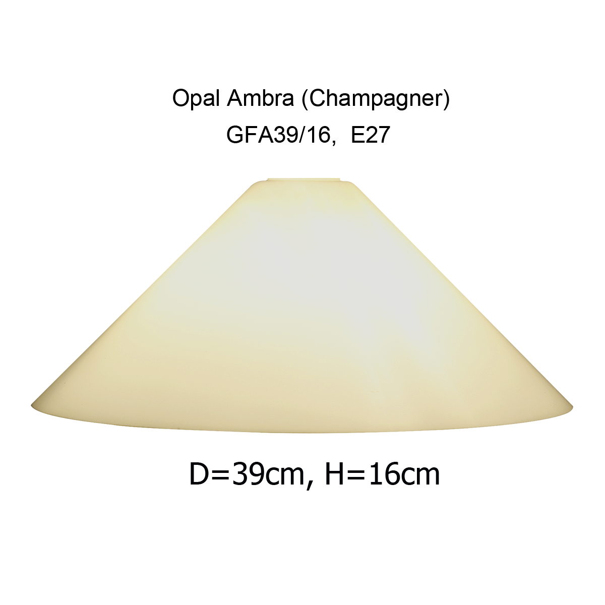 Menzel Leuchtenglas konisch E27 Champagner D=39cm Opal, GFA39/16