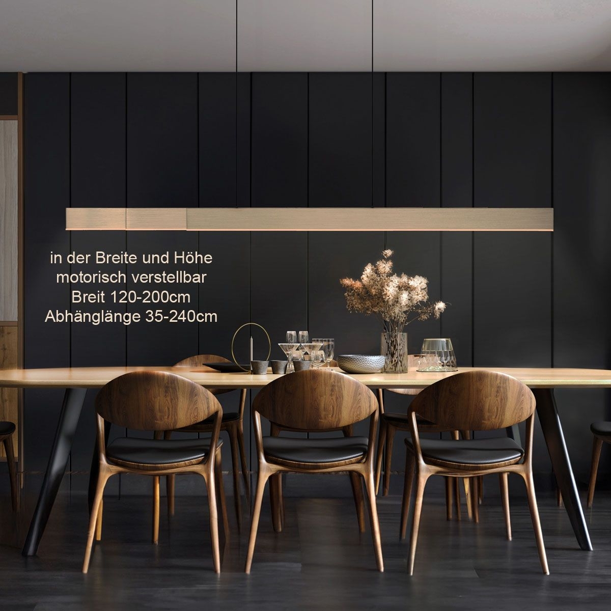 Paul Neuhaus Balken Höhen + Breite motorisch verstellbar, 3xLED, 13W, 2700-5000K,4680lm(3x1560),dimm, grau