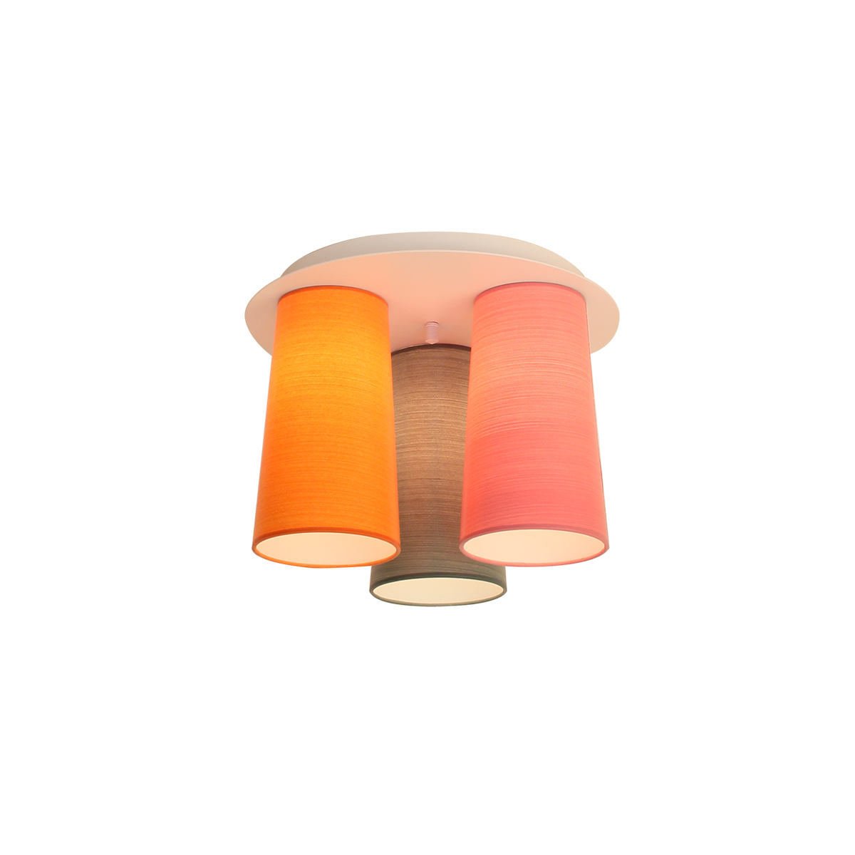 Menzel Deckenleuchte Flair rund 35cm 3 kleine Strichlack Lampenschirme E14 in Tonnenform auf runder Platte für das Chalet Menzel Deckenleuchte Flair rund 35cm 3 kleine Strichlack Lampenschirme E14 in Tonnenform auf runder Platte für das Chalet